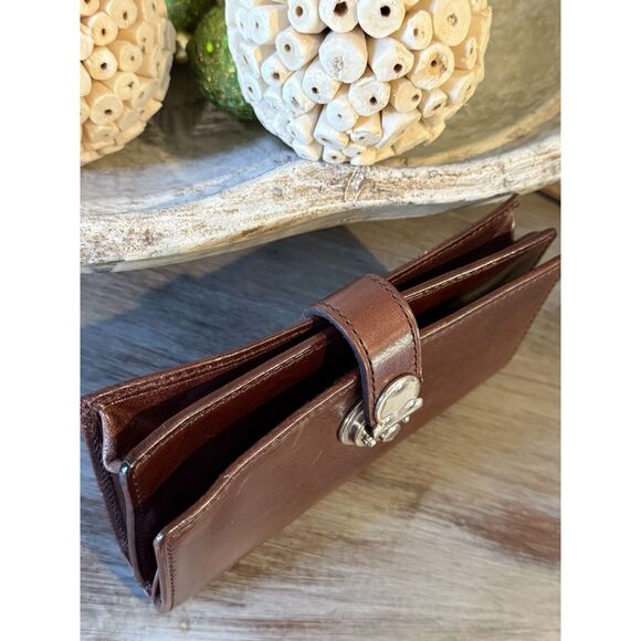 Ralph Lauren Collectors 100% Leather Card Check Wallet Zipper Whiskey Brown - Picture 16 of 16